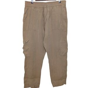 Zara Trafaluc Collection Tan High Rise  Elastic Waistband Cargo Pants Size XXL